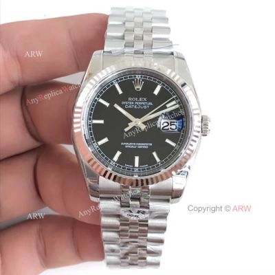 AR Factory V2 Rolex Datejust 36 Black Face Noctilucent Marker Watch SWISS 3135 MOVEMENT